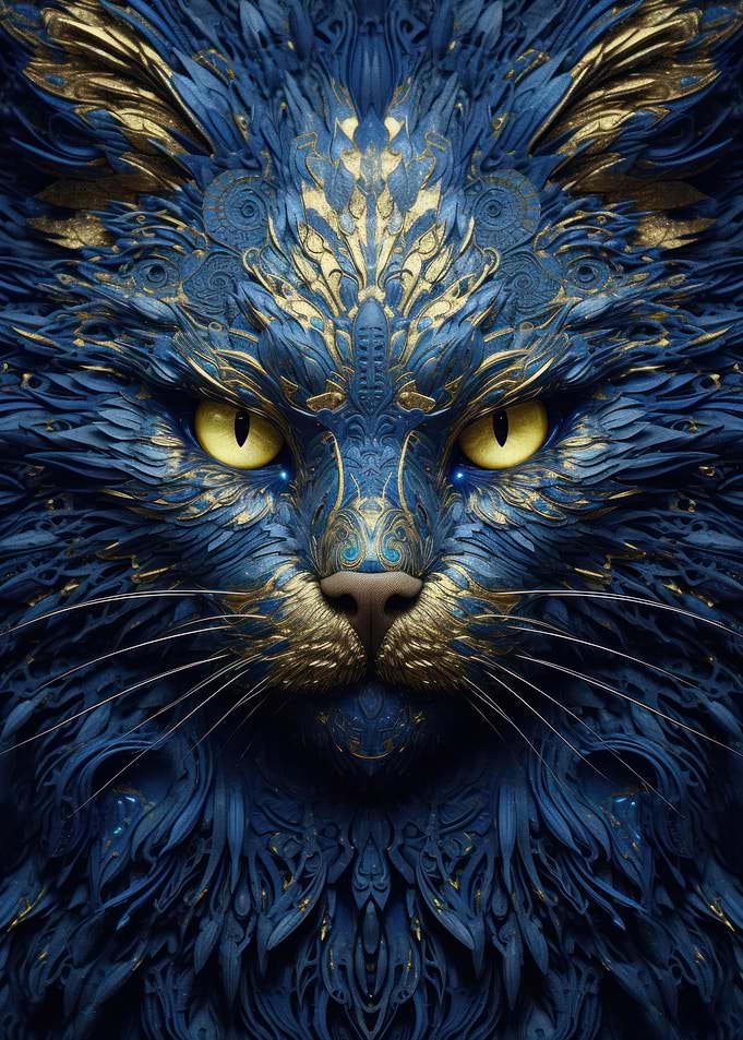 Blue Tribal Cat