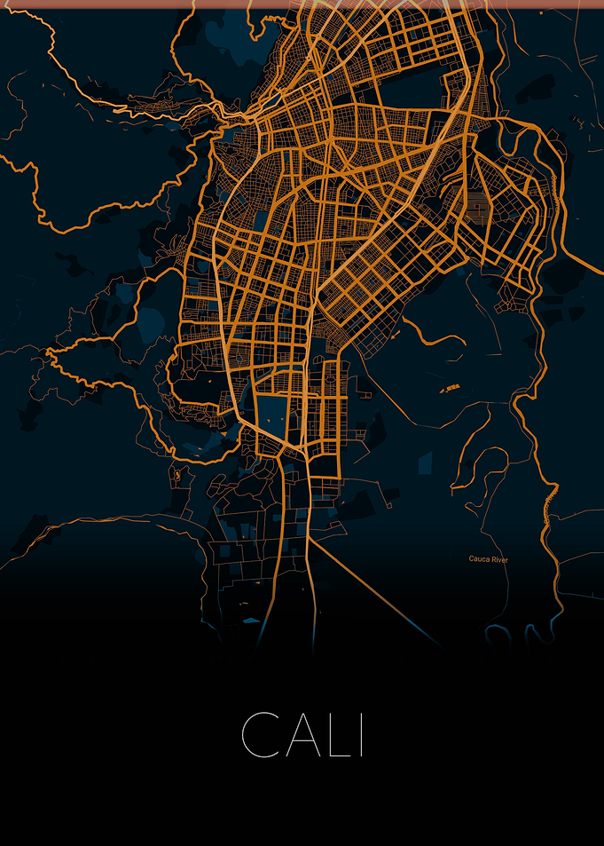 Cali Colombia orange map