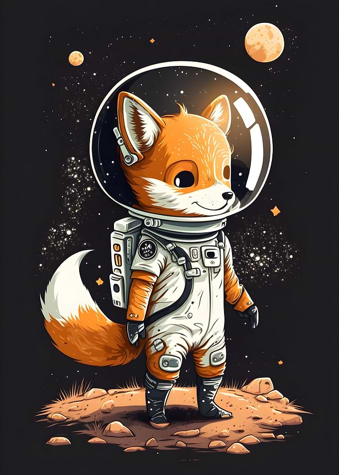 Cute fox astronaut