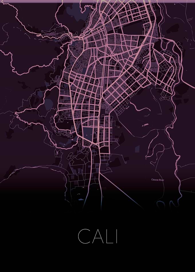 Cali Colombia neon map