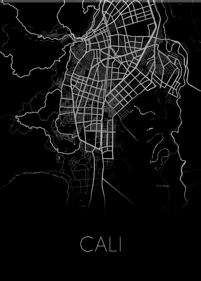 Cali Colombia black map