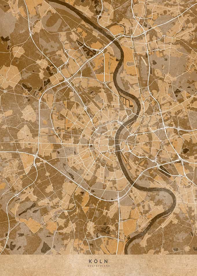 Sepia map of Koln Germany