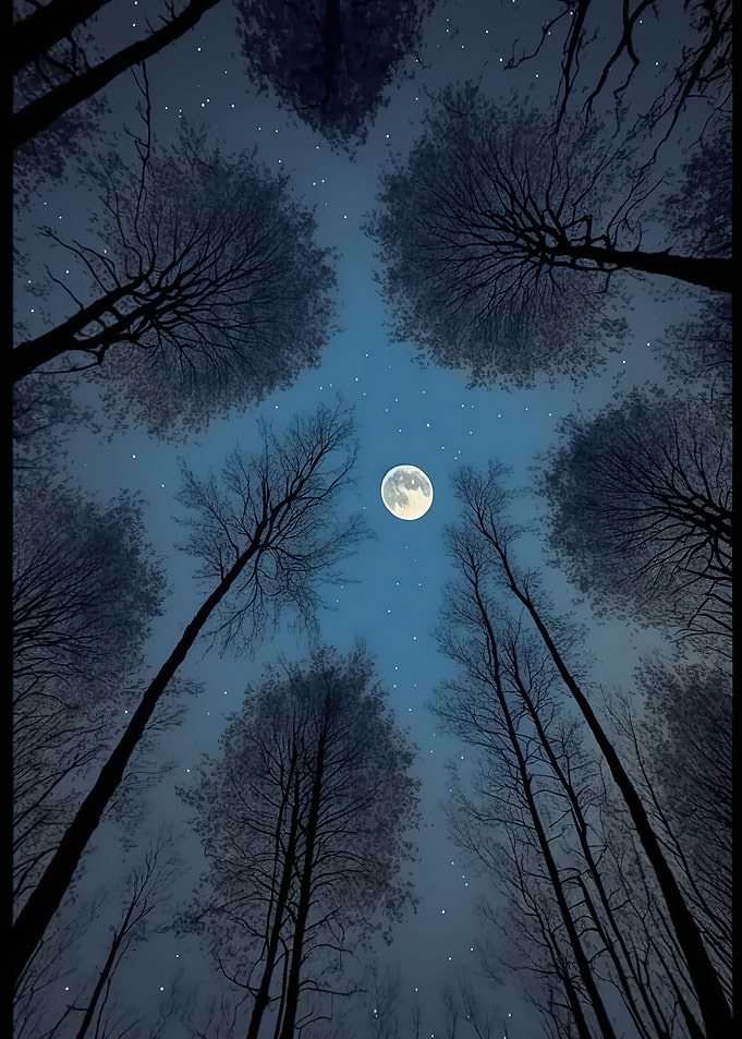 Silhouette Tree and Moon
