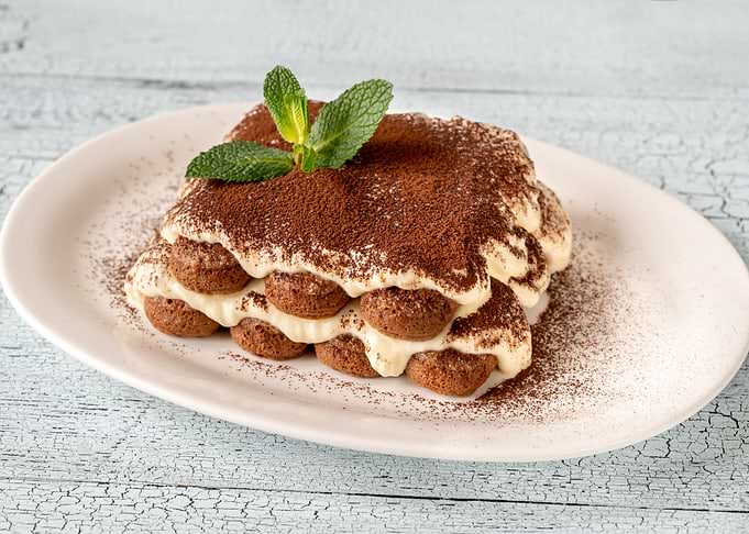 Portion of tiramisu