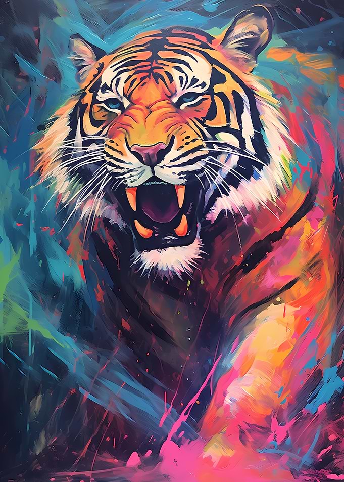 Colorful Tiger Painting