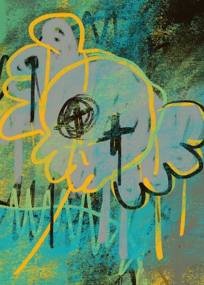 Green abstract kaws
