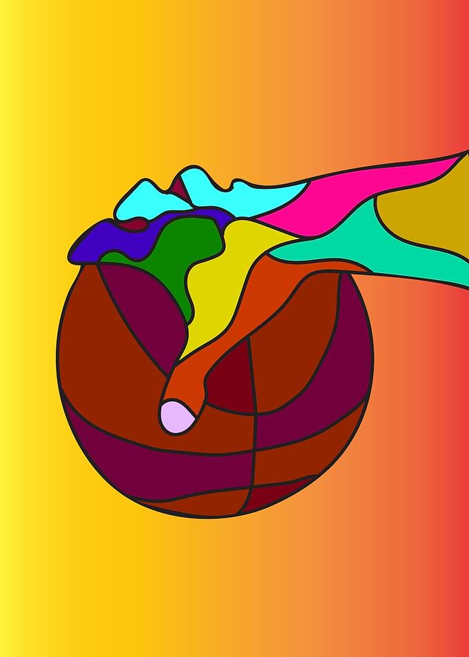 Hand and basketball Popart