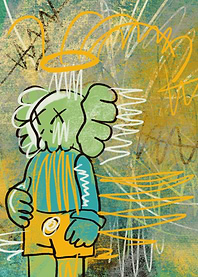 Green abstract kaws