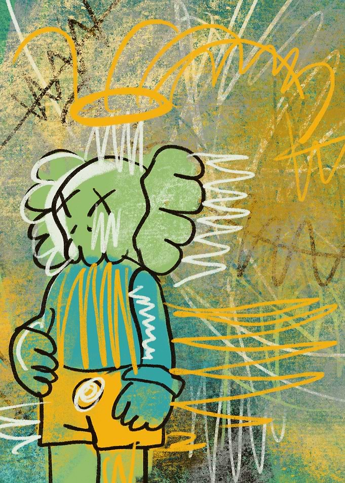 Green abstract kaws