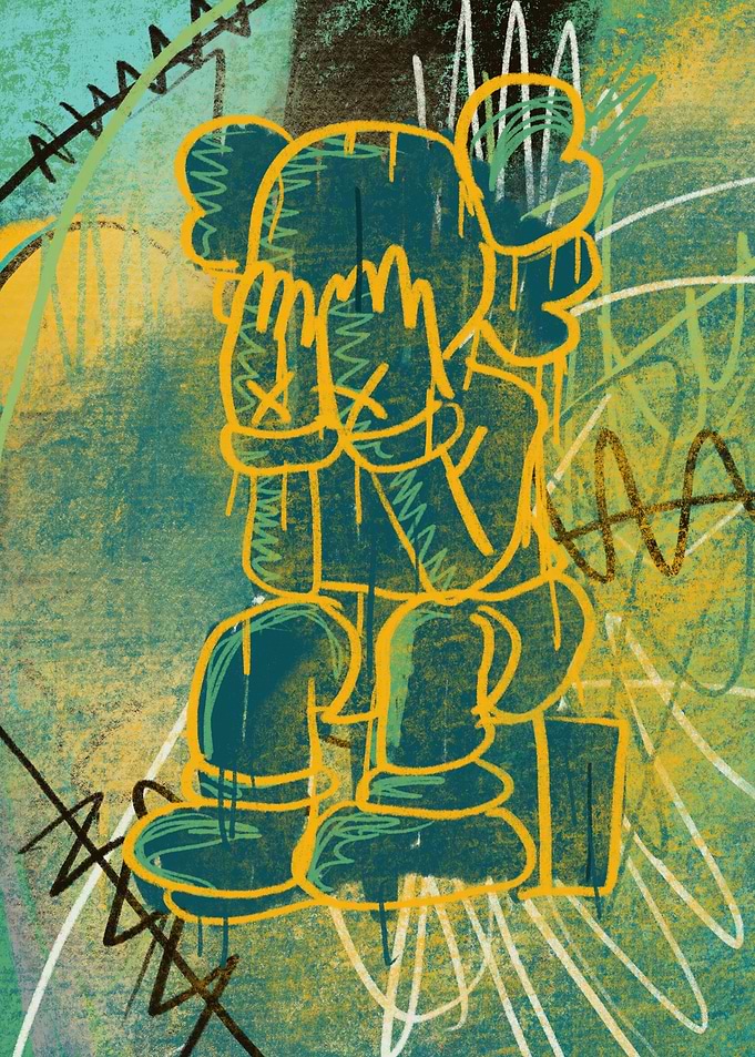 Green abstract kaws