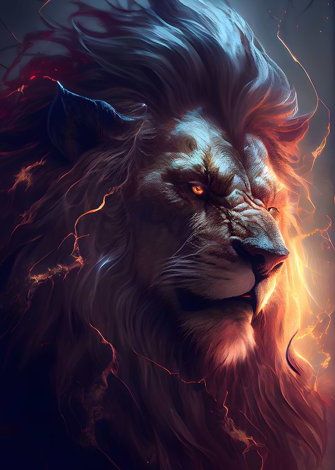 epic lion god poster