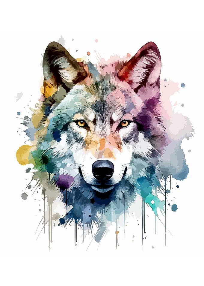 Wolf in watercolor