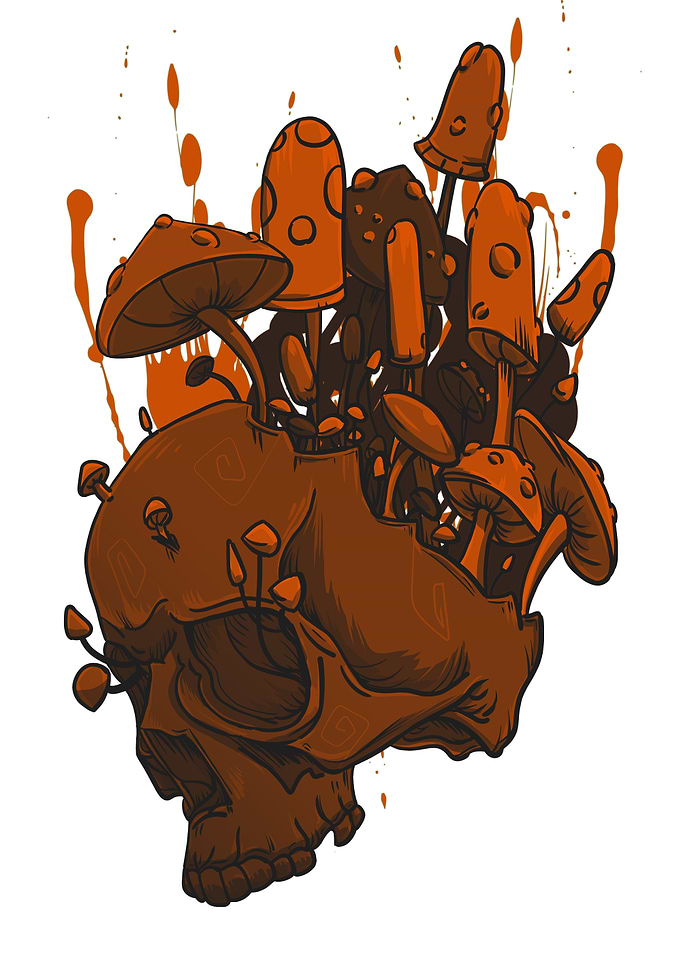 Trippy Mushroom Skull Vibe