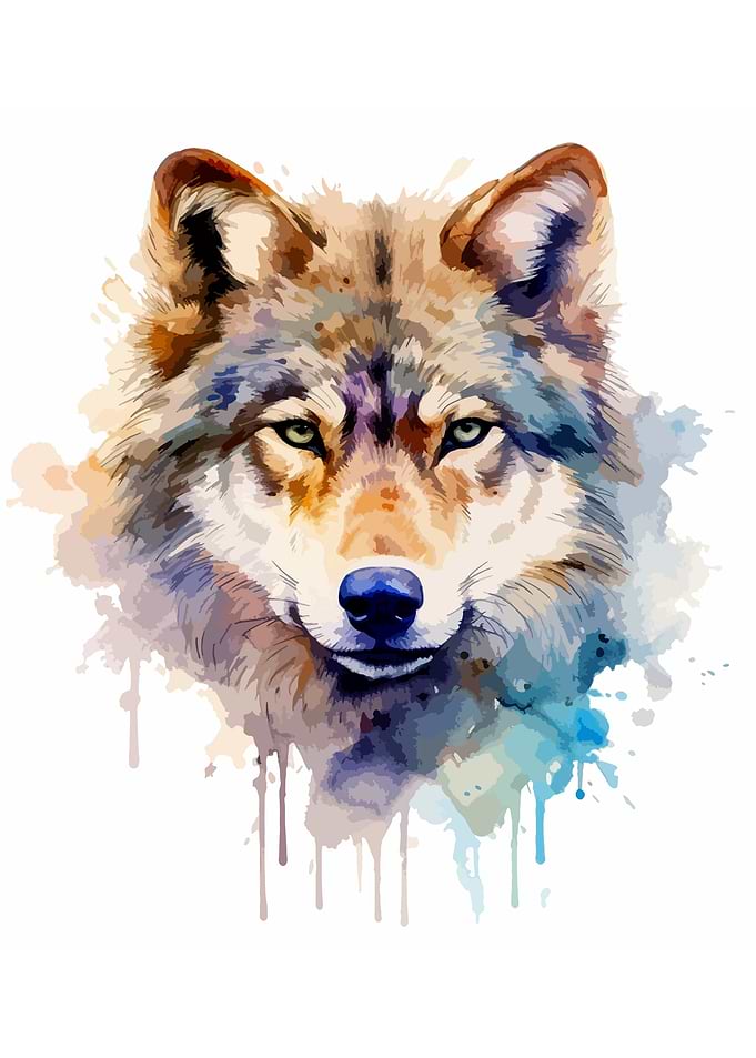 Wolf in watercolor