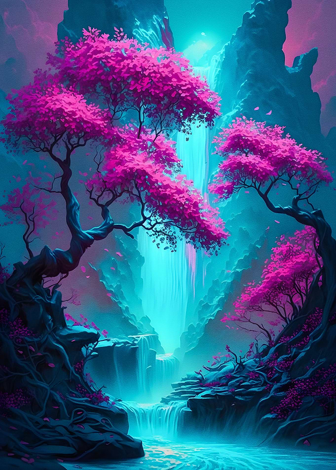 cherry blossom and waterfa