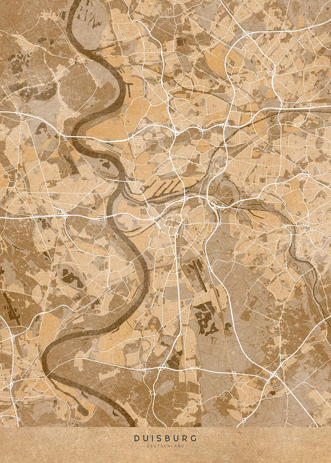 Duisburg map in sepia