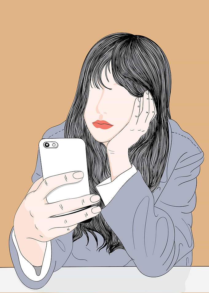 Bored for Her Handphone