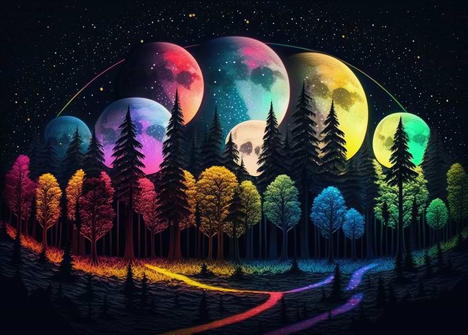 Rainbow Forest and Planets