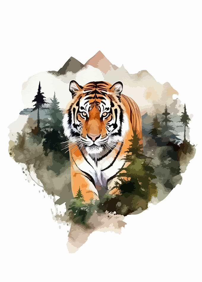 Tiger in watercolor
