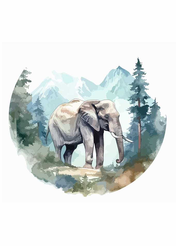 elephant in watercolor