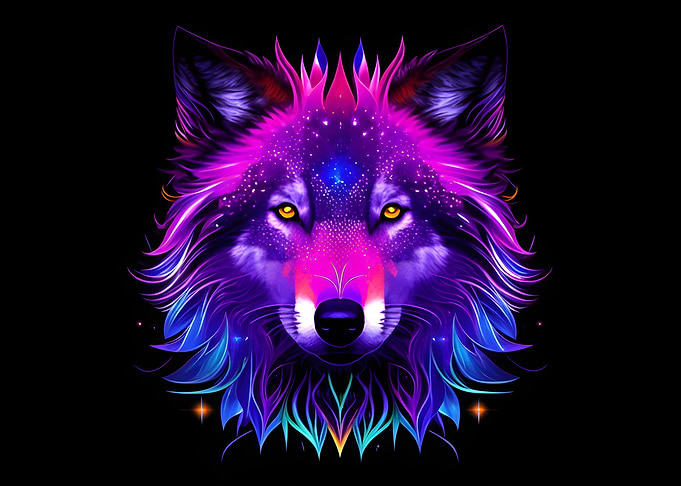 Neon style wolf