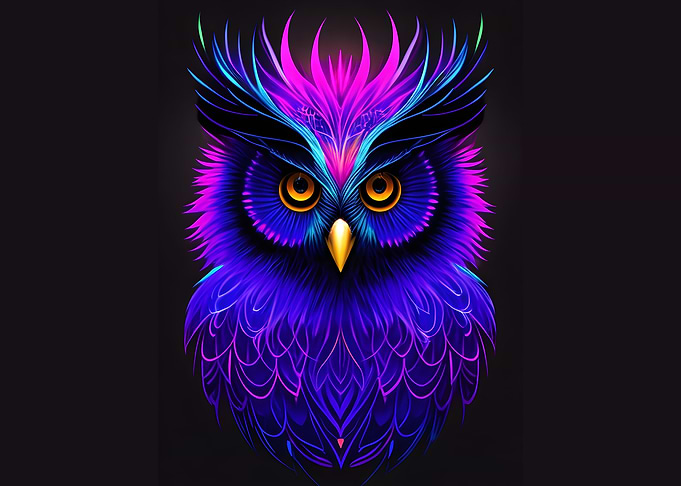 Neon style owl