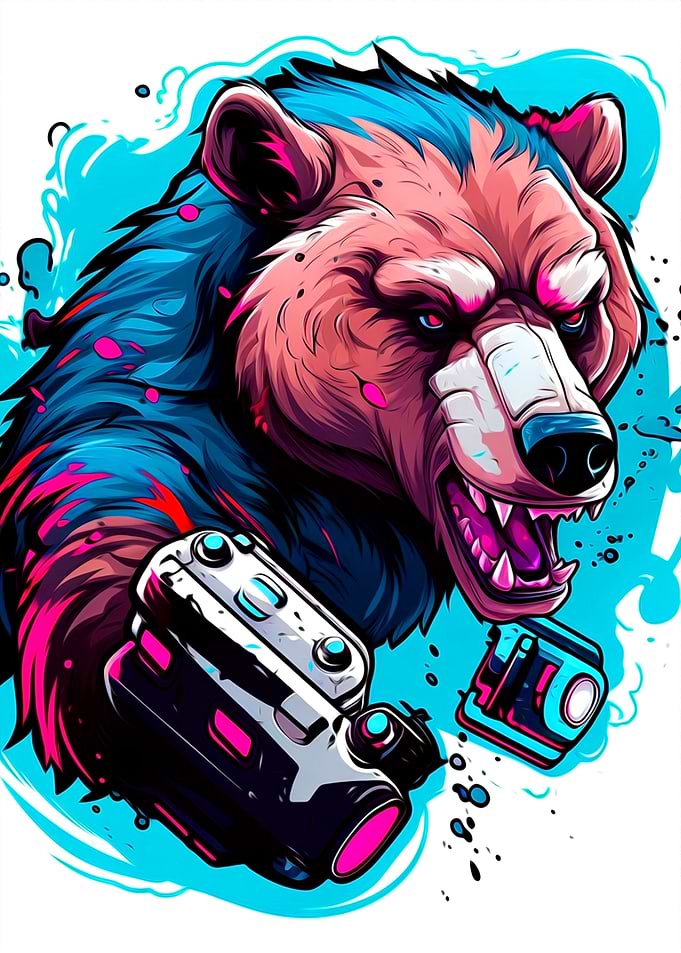 Funny bear playing game