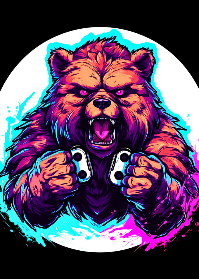 Funny bear playing game