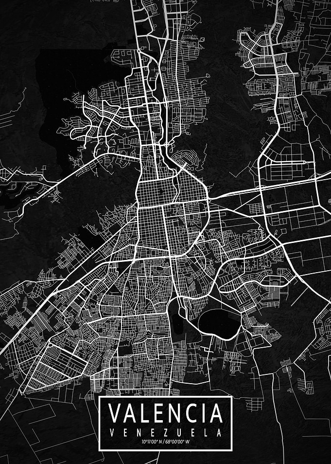 Valencia City Map Dark