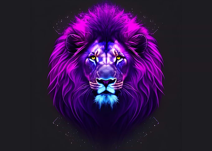 Neon style lion