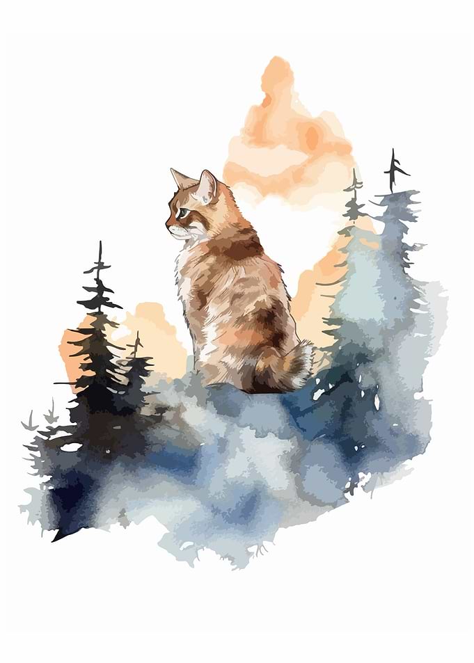 Cat in watercolor