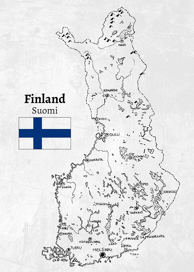 Handdrawn Finland Map