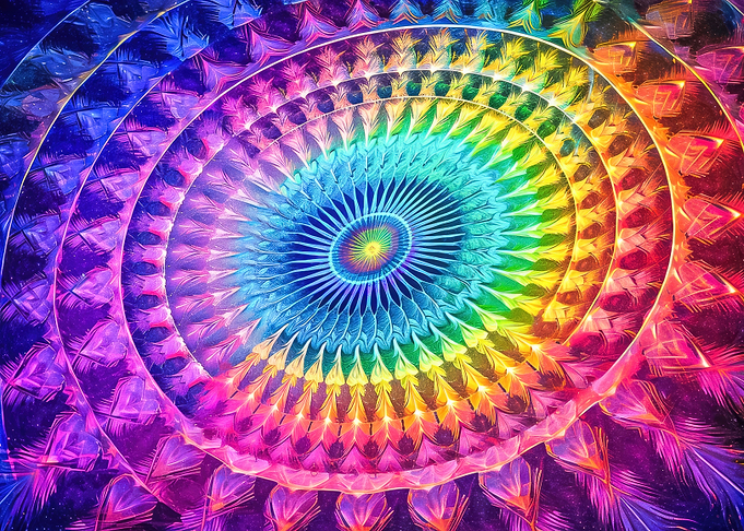 Rainbow Fibonacci Mandala
