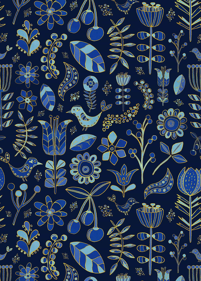 Blue Scandinavian Flowers