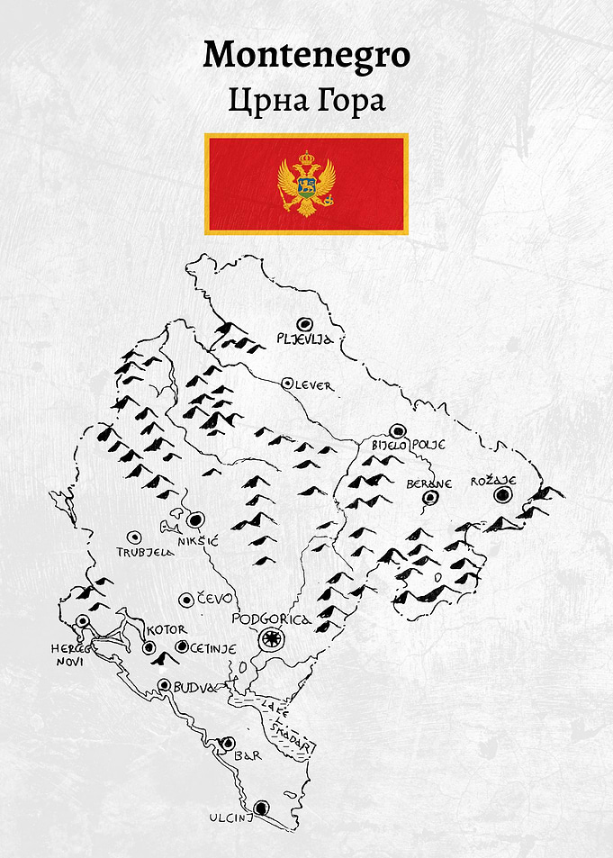 Handdrawn Montenegro Map