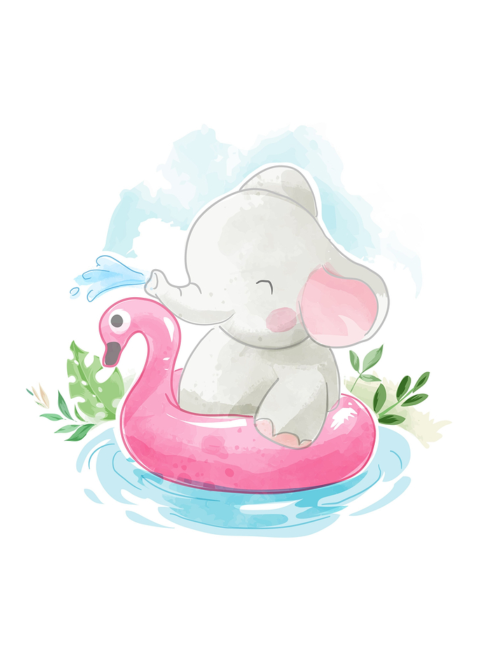 Cute elephant with swim