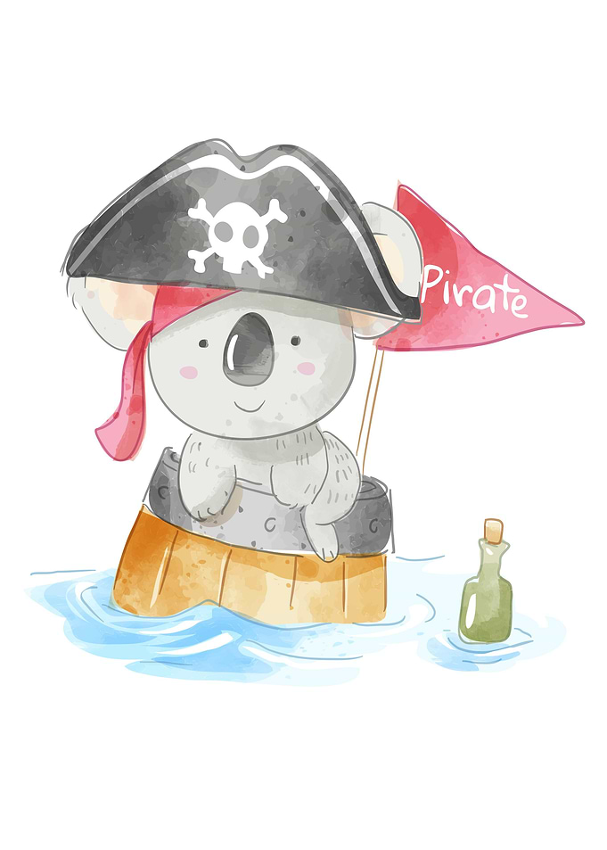 Cute pirate koala bear