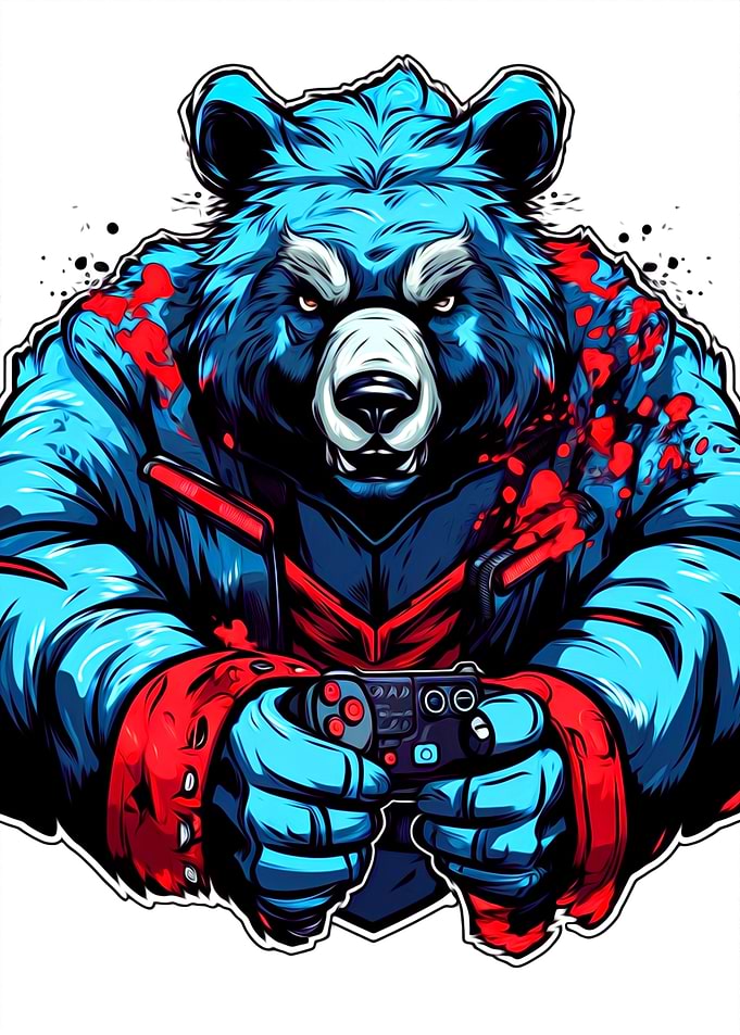 Funny bear playing game