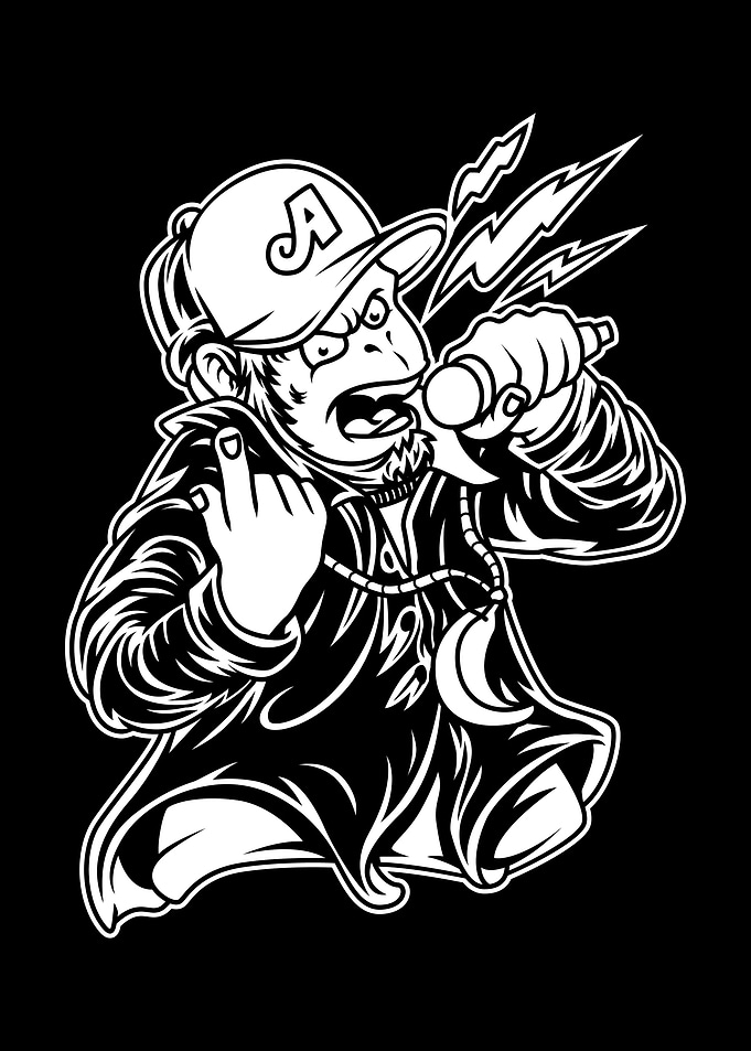 Rap Monkey BnW 01