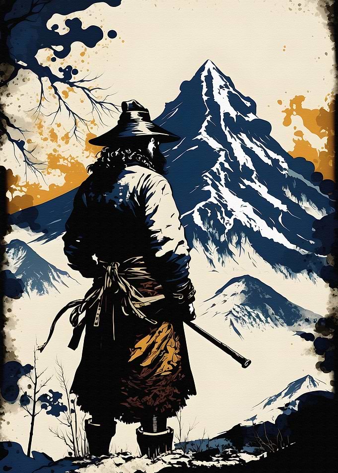 Hiker braving a snowy