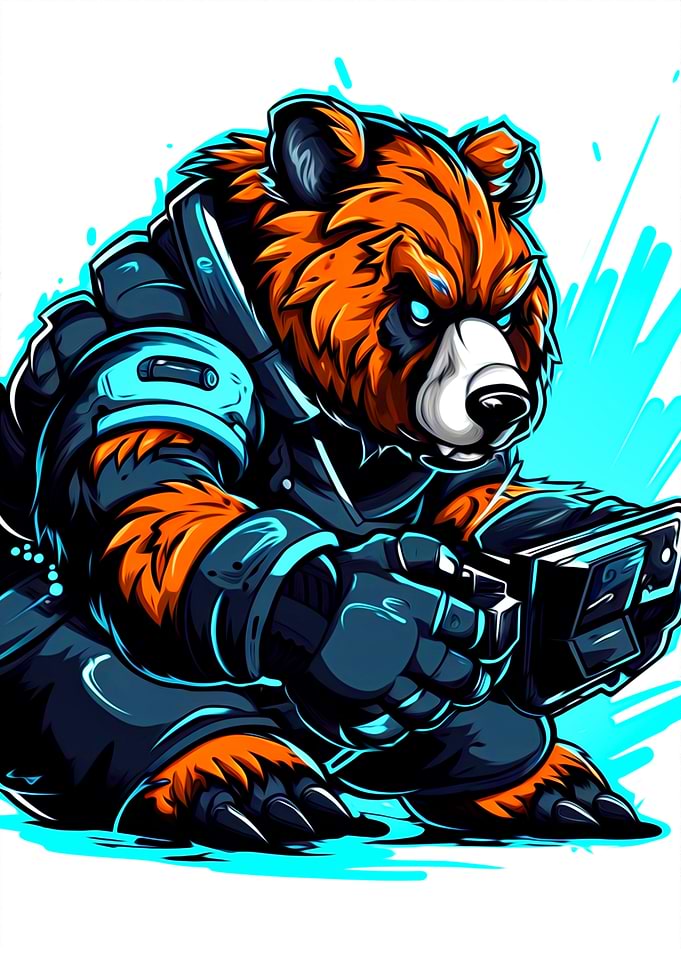 Funny bear playing game