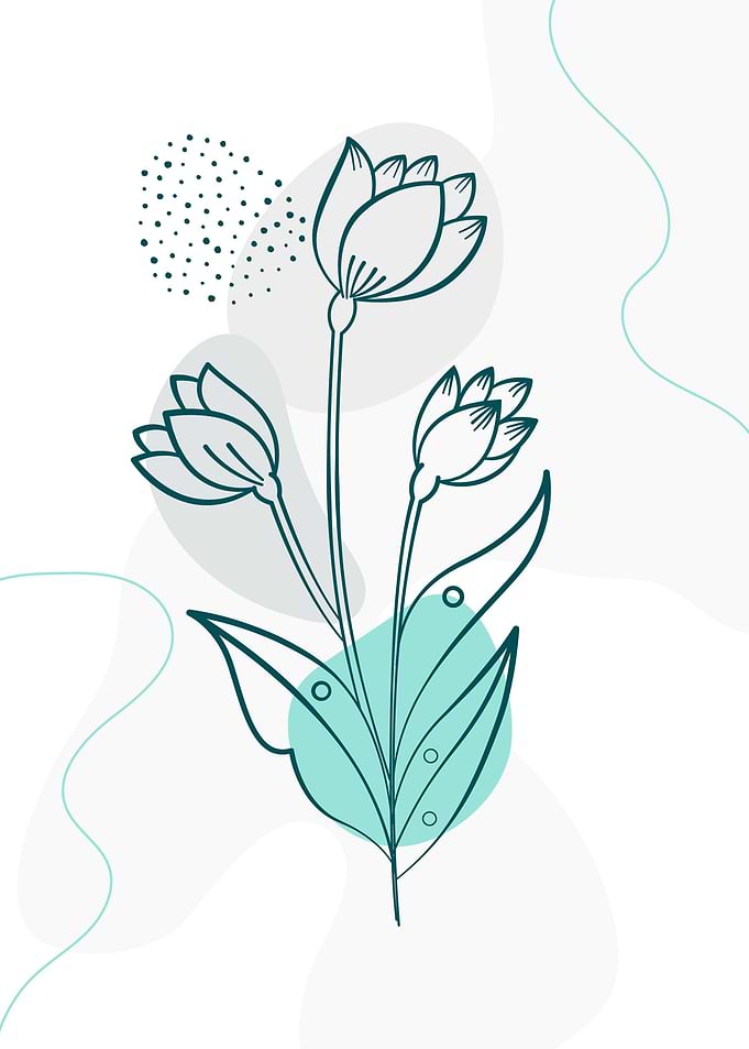 Tropical Flower Line Art