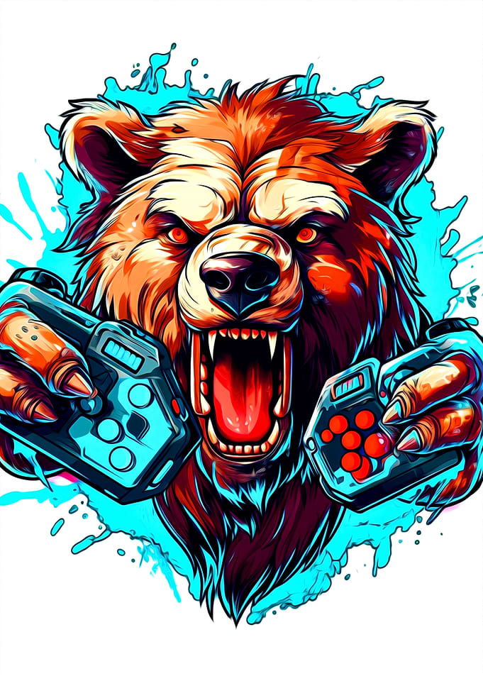 Funny bear playing game
