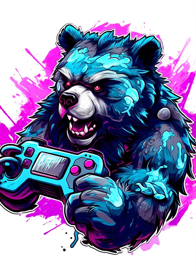 Funny bear playing game
