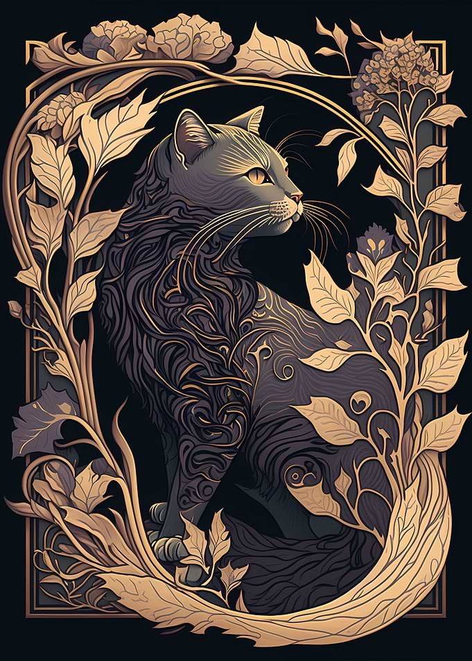 Leaves Glod Cat