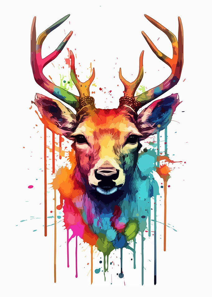 Deer in watercolor
