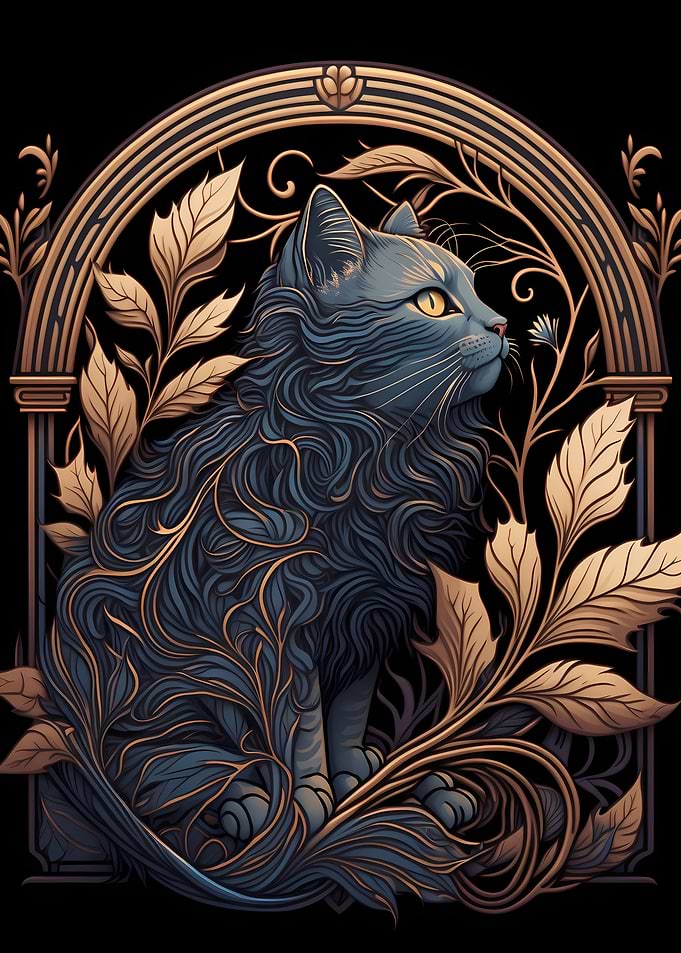 Gold Leaves Cat