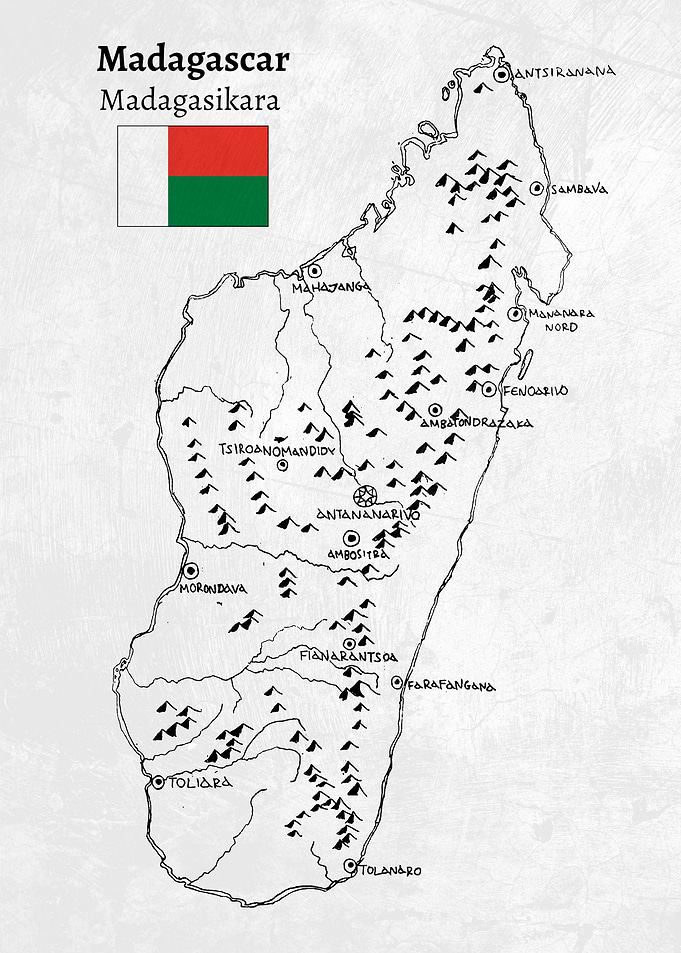 Handdrawn Madagascar Map