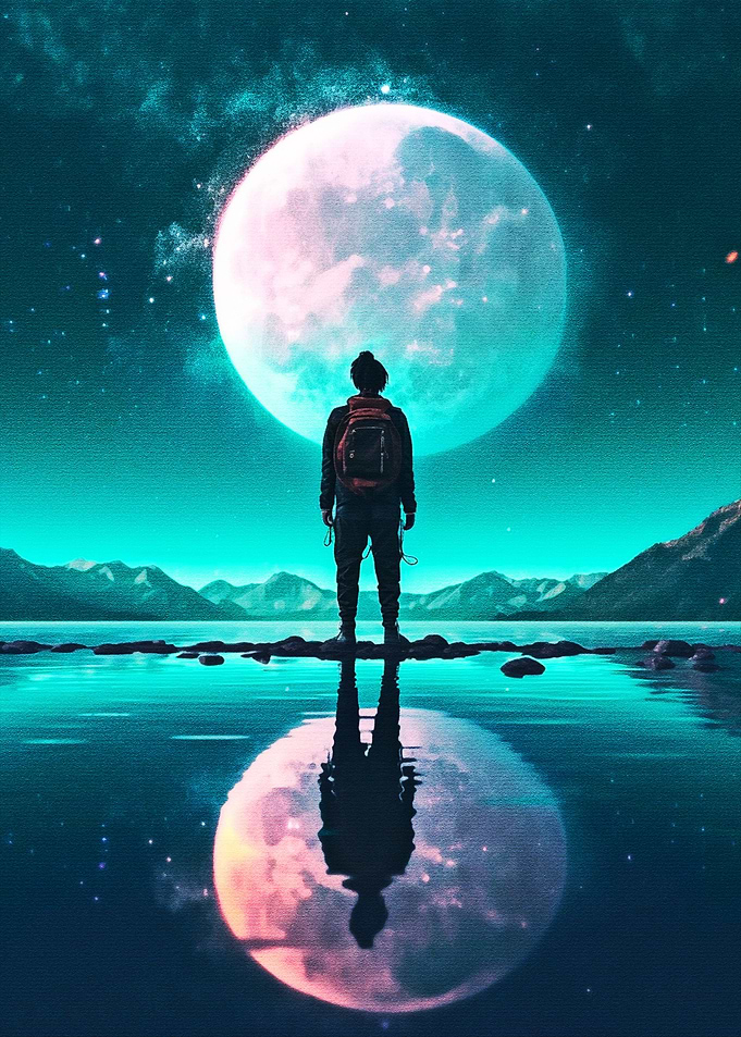 Full gaze to the moon