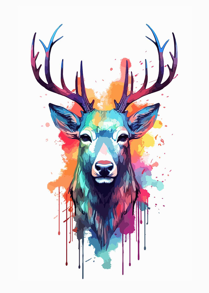 Deer in watercolor